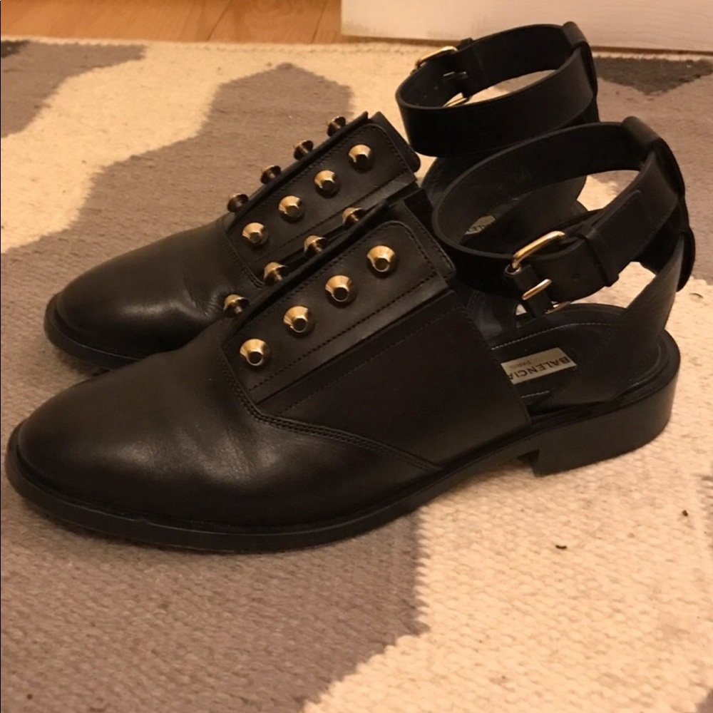 Balenciaga Pierced Ankle Strap Oxfords